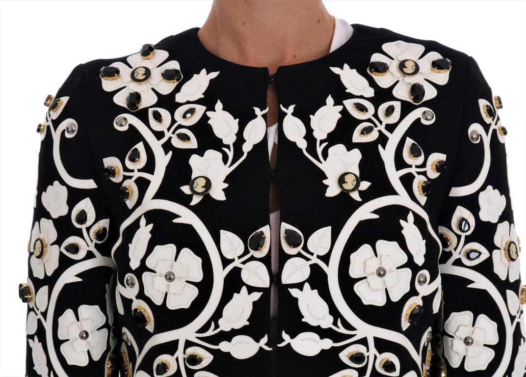 Manteau en laine à broderies florales et cristaux Dolce &amp; Gabbana