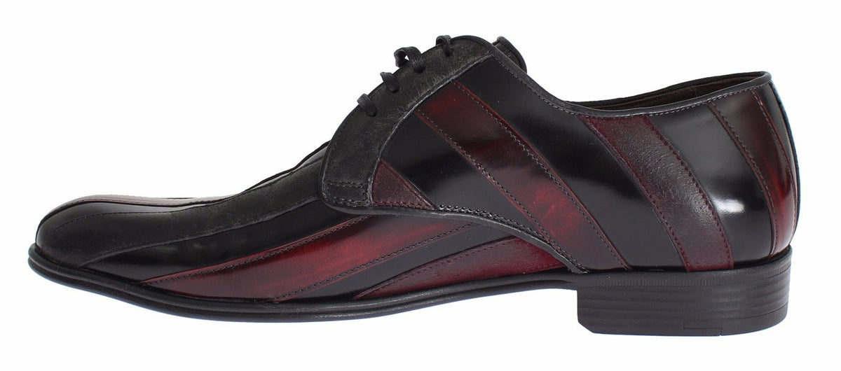 Chaussures habillées élégantes en cuir à rayures noires et bordeaux Dolce &amp; Gabbana