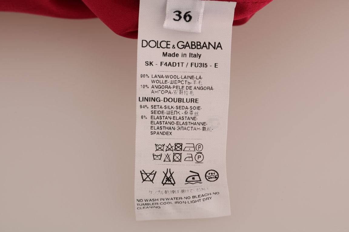 Falda elegante hasta la rodilla en lana rosa de Dolce &amp; Gabbana