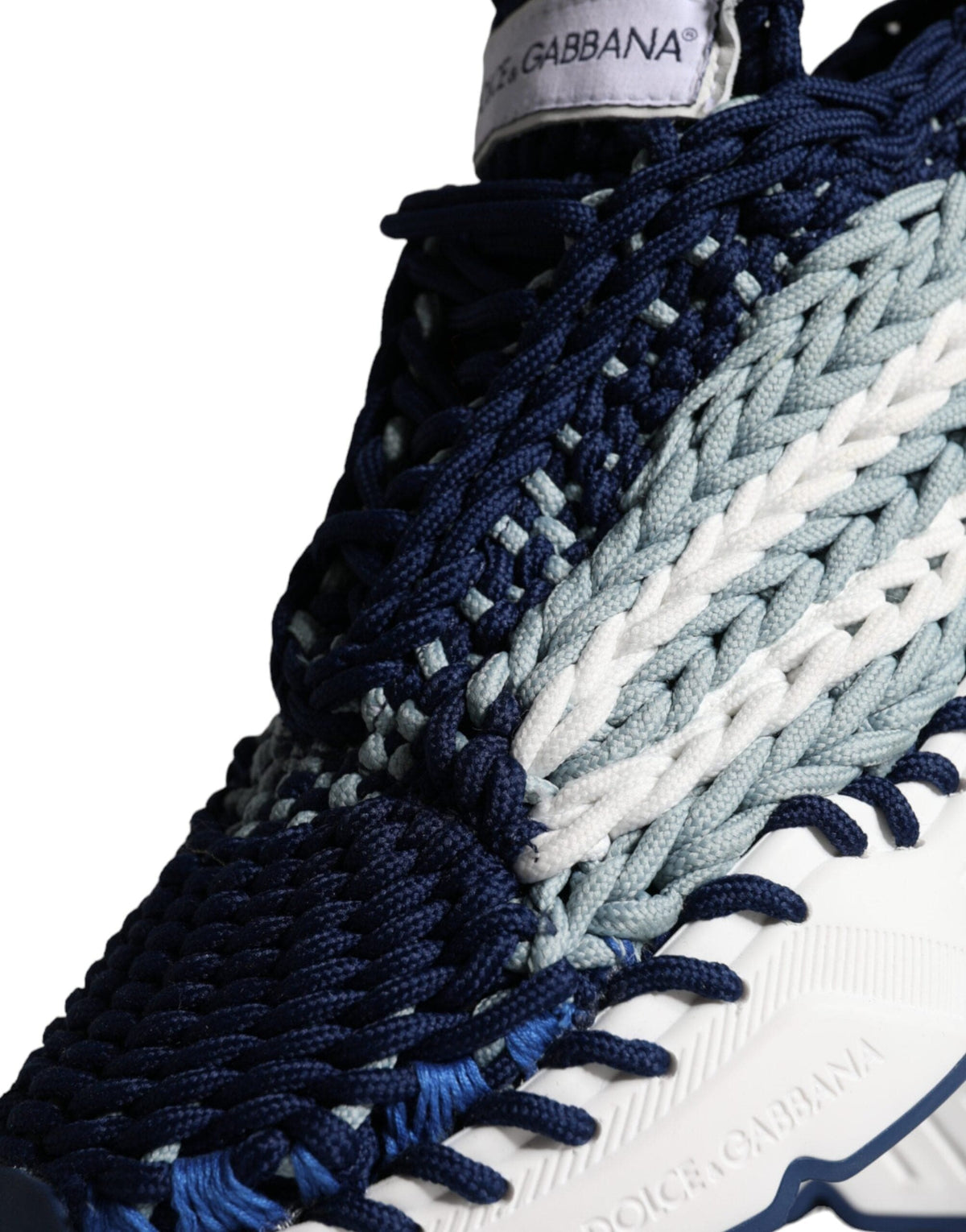 Dolce & Gabbana Blue White Daymaster Crochet Low Top Sneakers Shoes