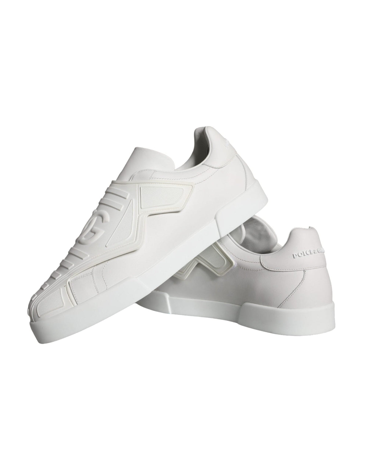 Dolce & Gabbana White Leather Slip On Low Top Sneakers Shoes