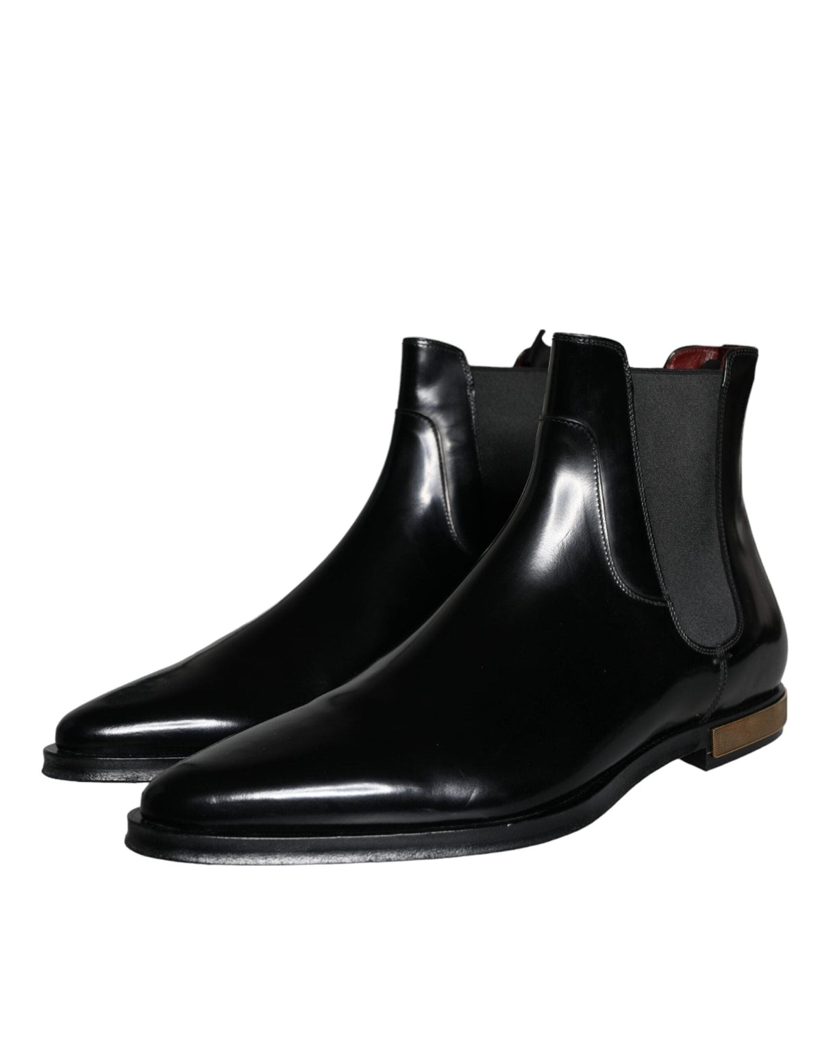 Dolce & Gabbana Black Leather Chelsea Ankle Boots Shoes