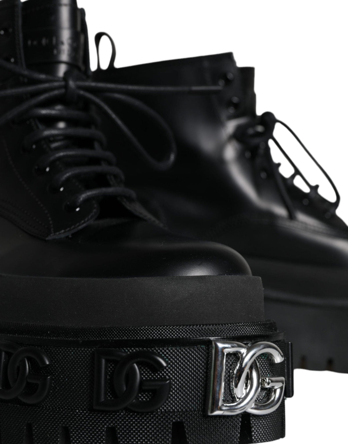 Dolce & Gabbana Black Lace Up Trekking Ankle Boots Men Shoes