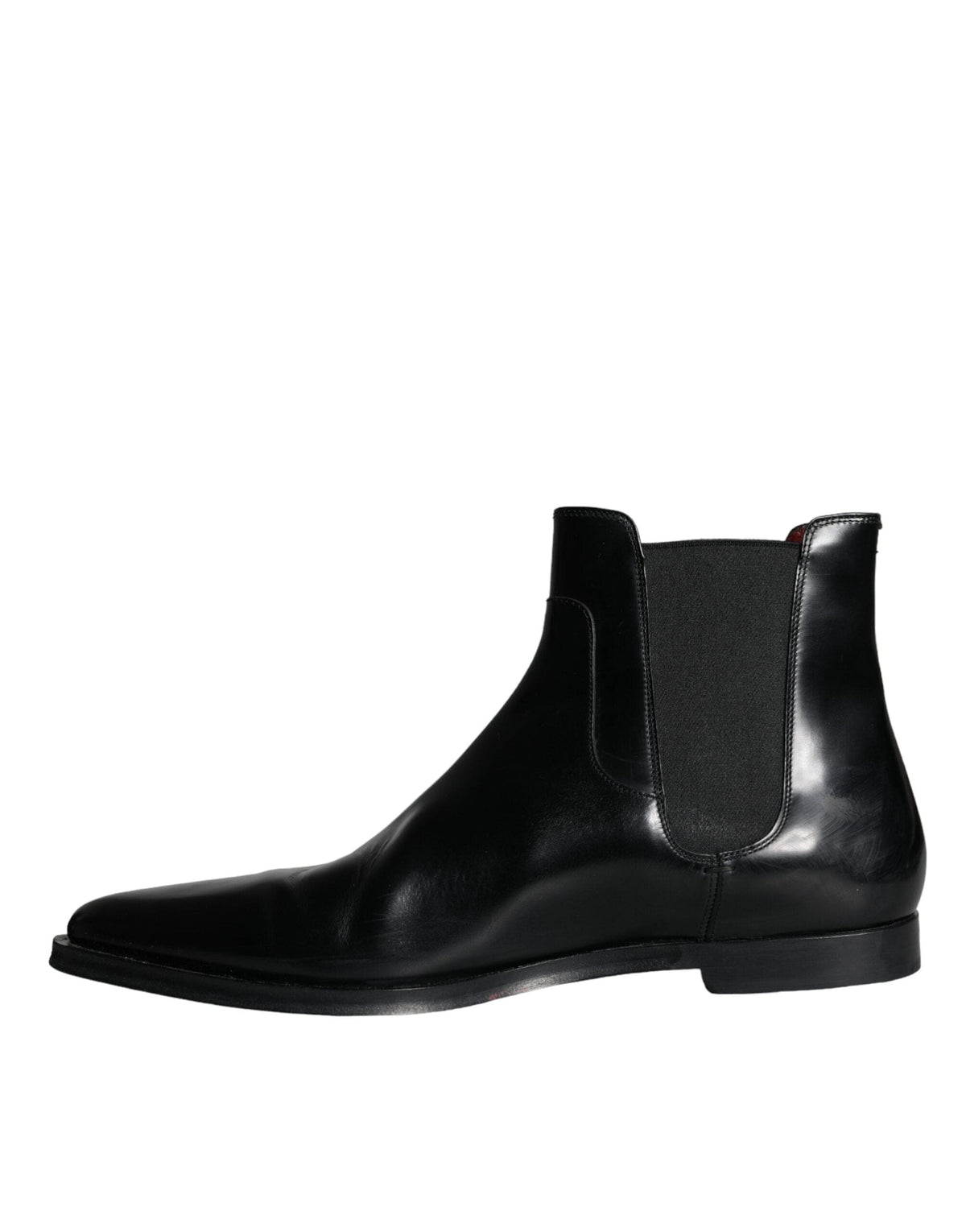 Dolce & Gabbana Black Leather Chelsea Ankle Boots Shoes