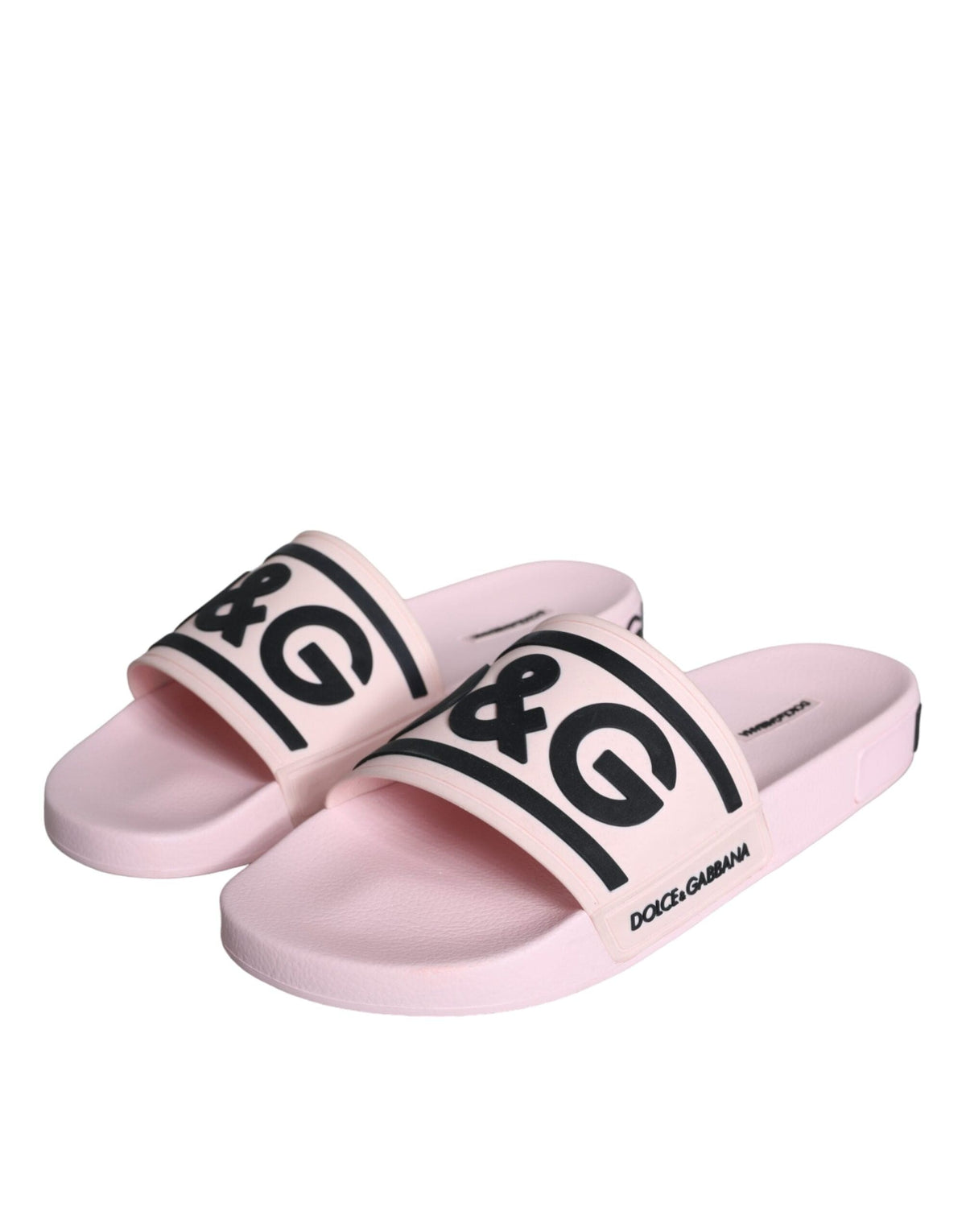 Dolce & Gabbana Black Pink Sandals Rubber Men Beachwear Shoes