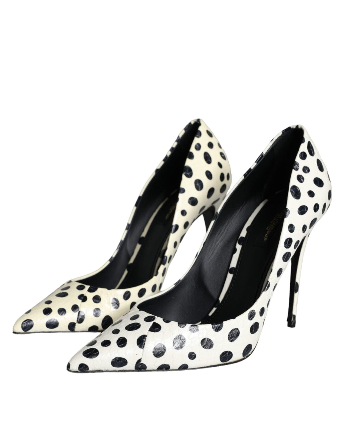 Dolce & Gabbana Black White Polka Dot Leather Pumps Shoes