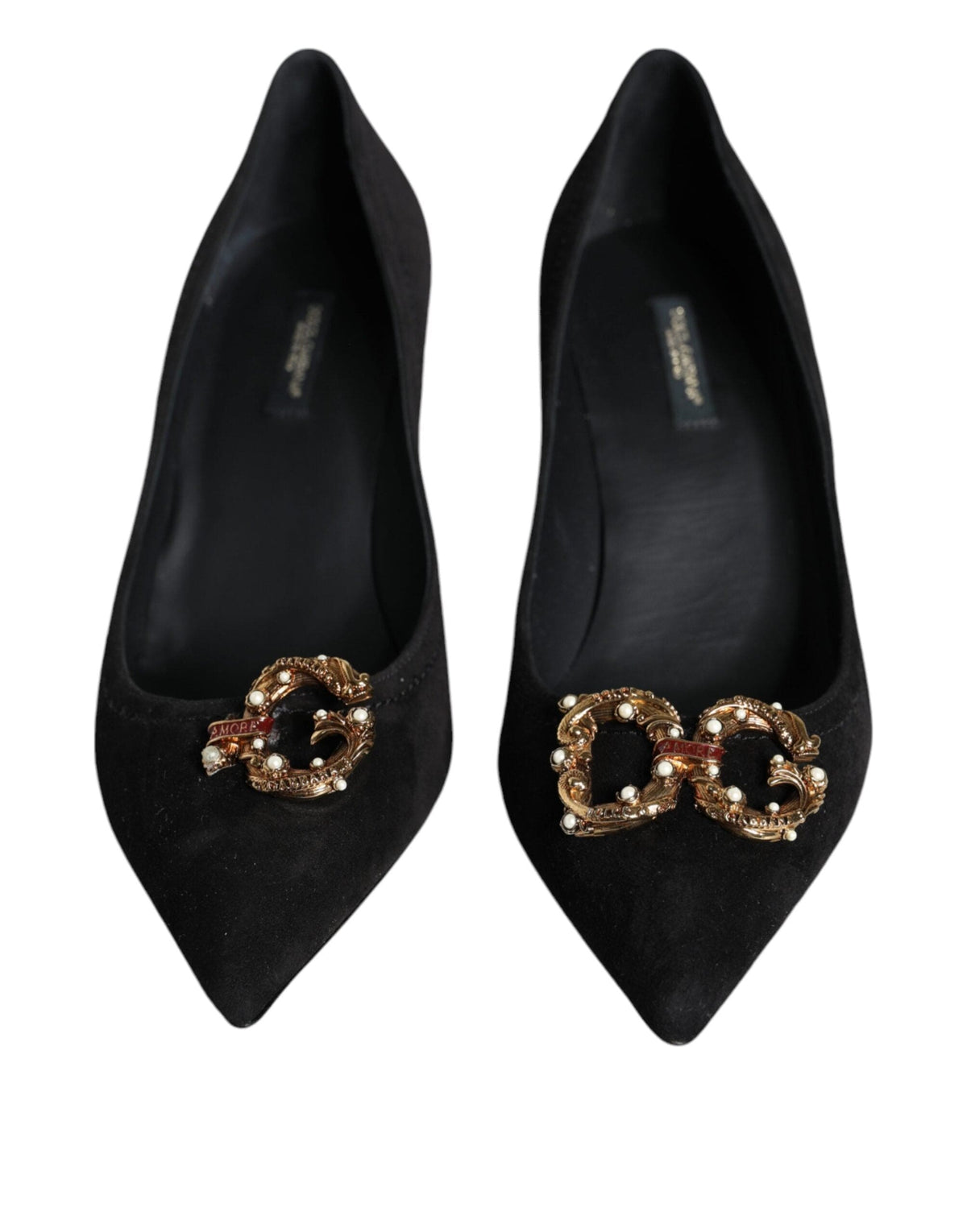 Dolce & Gabbana Black Amore Suede Bellucci Heels Pumps Shoes