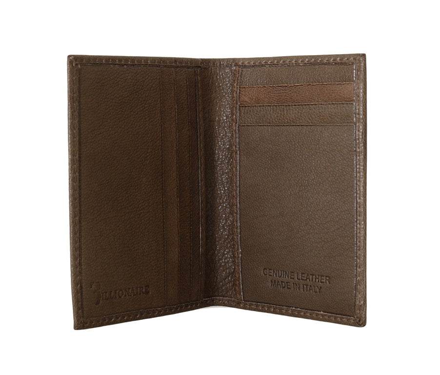 Portefeuille élégant en cuir marron pour homme de Billionaire Italian Couture