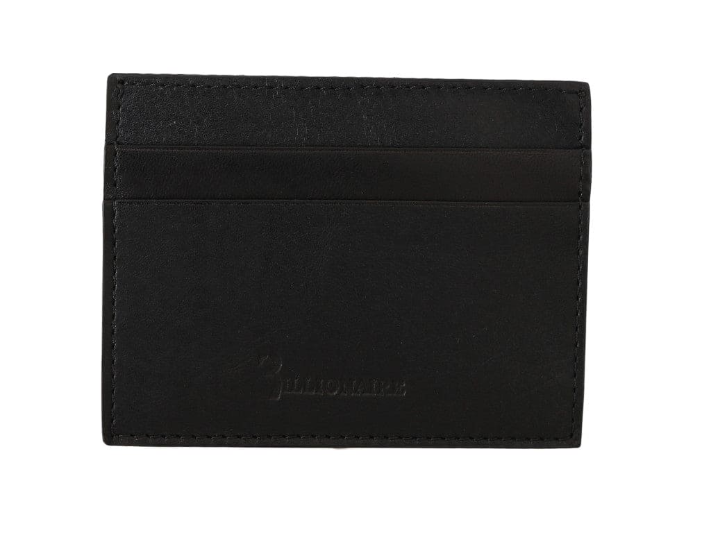 Portefeuille pour homme en cuir noir exquis de Billionaire Italian Couture