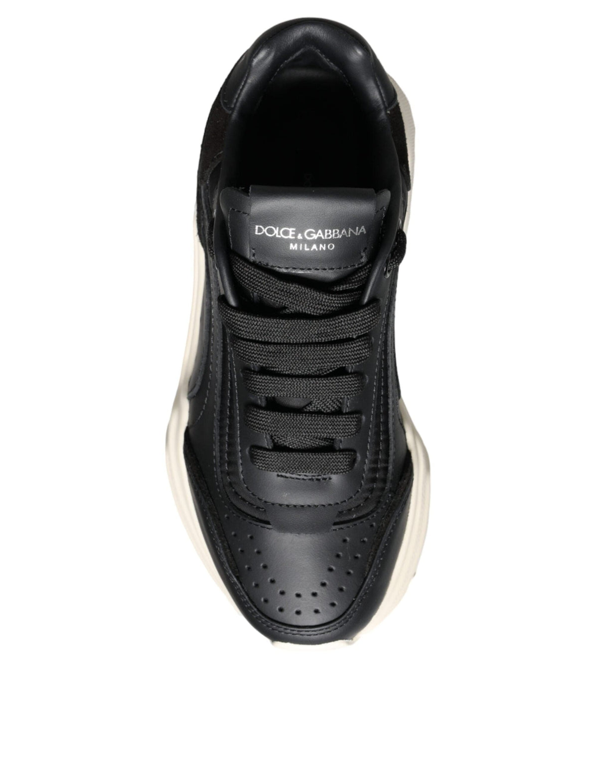 Dolce & Gabbana Black White DAYMASTER Leather Sneakers Shoes