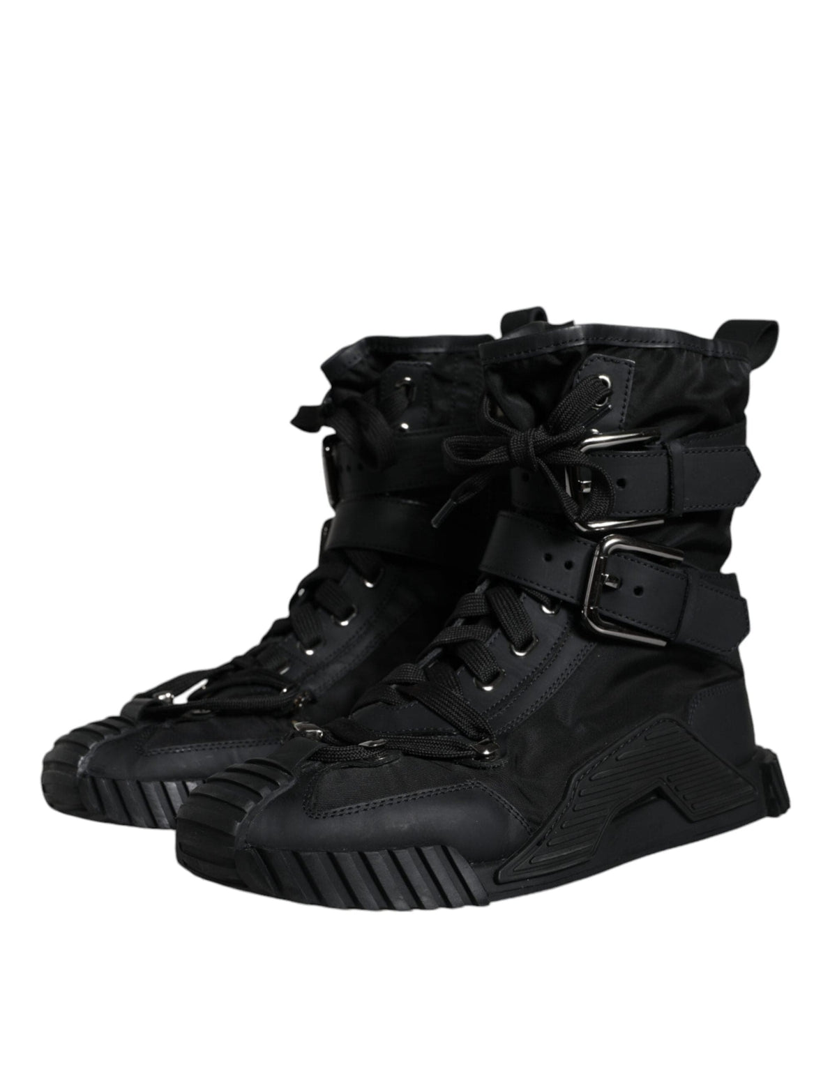 Dolce & Gabbana Black Nylon High Top Sorrento Sneakers Shoes