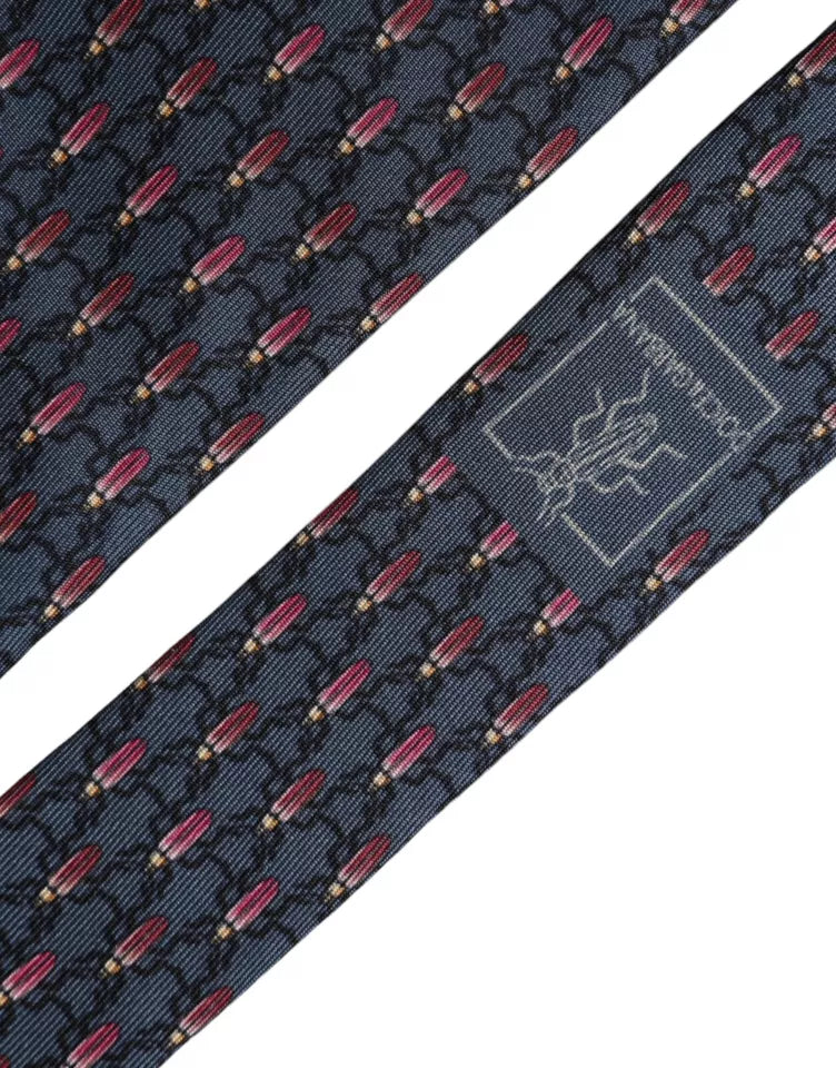 Dolce & Gabbana Blue Bug Print Silk Adjustable Men Tie