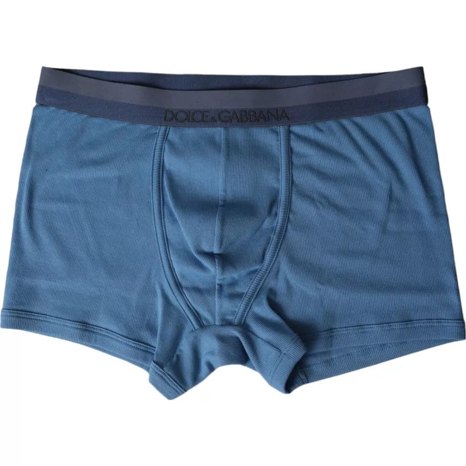 Dolce & Gabbana Blue Cotton Blend Regular Boxer Shorts Underwear