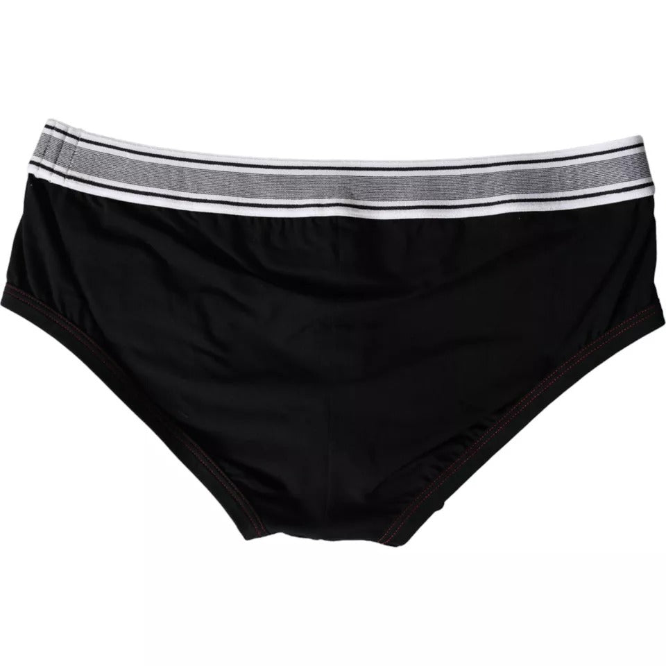 Dolce & Gabbana Black Logo Cotton Stretch Brando Slip Underwear