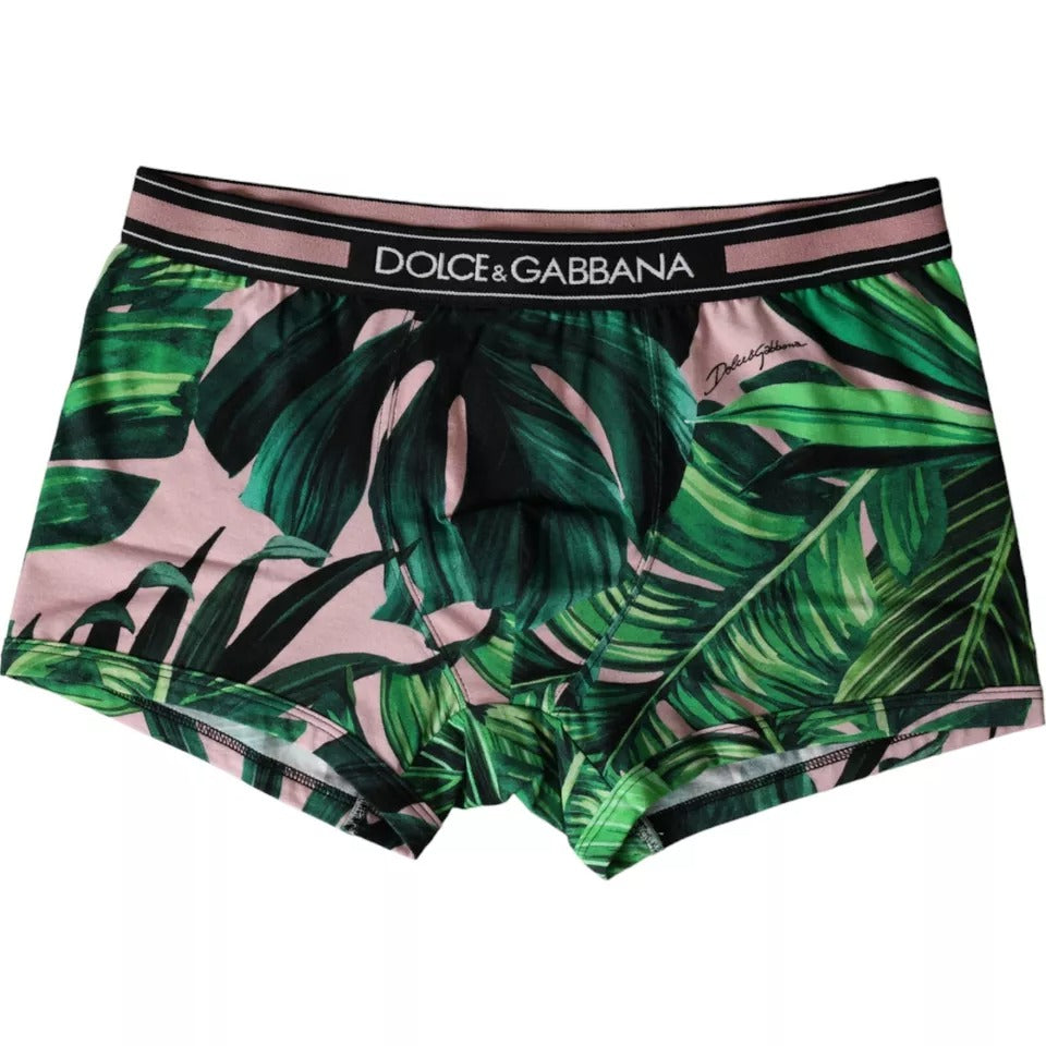 Dolce & Gabbana Multicolor Leaf Print Regular Boxer Underwear