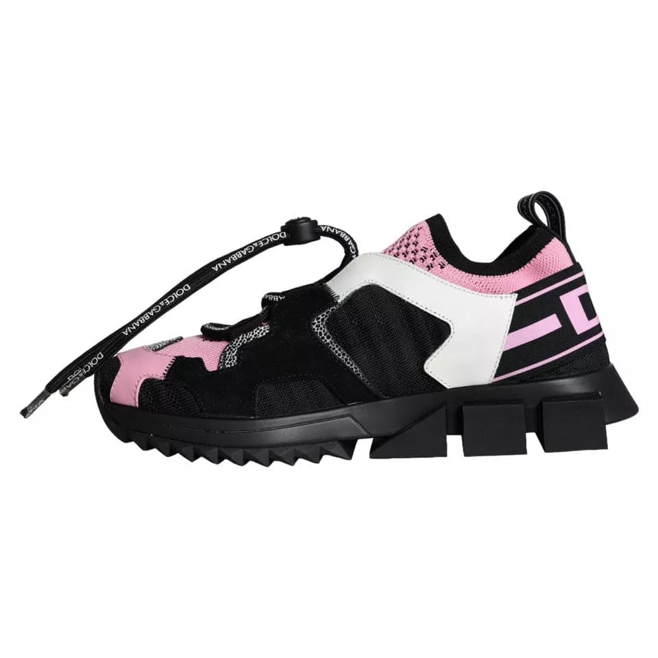 Dolce & Gabbana Black Pink Mesh Sorrento Trekking Sneakers Shoes