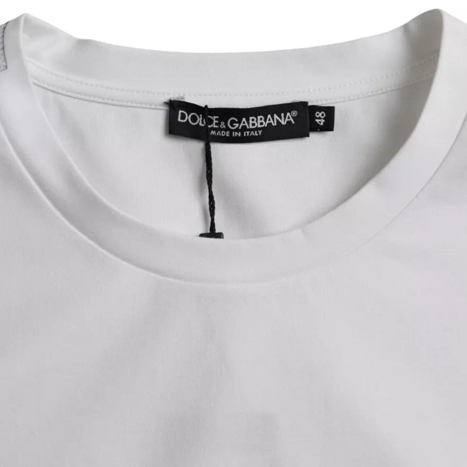 Dolce & Gabbana White Cotton Round Neck Short Sleeve T-shirt