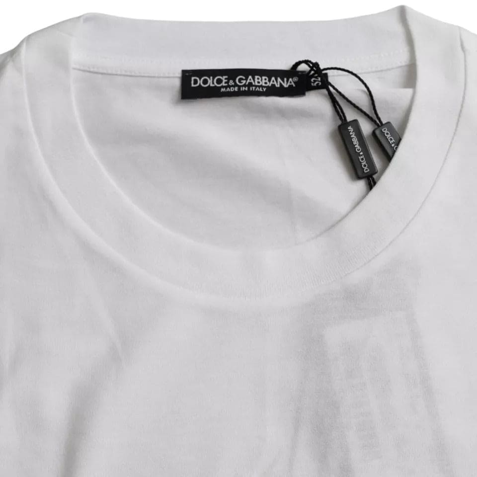 Dolce & Gabbana White Metal DG Logo Cotton Short Sleeves T-shirt