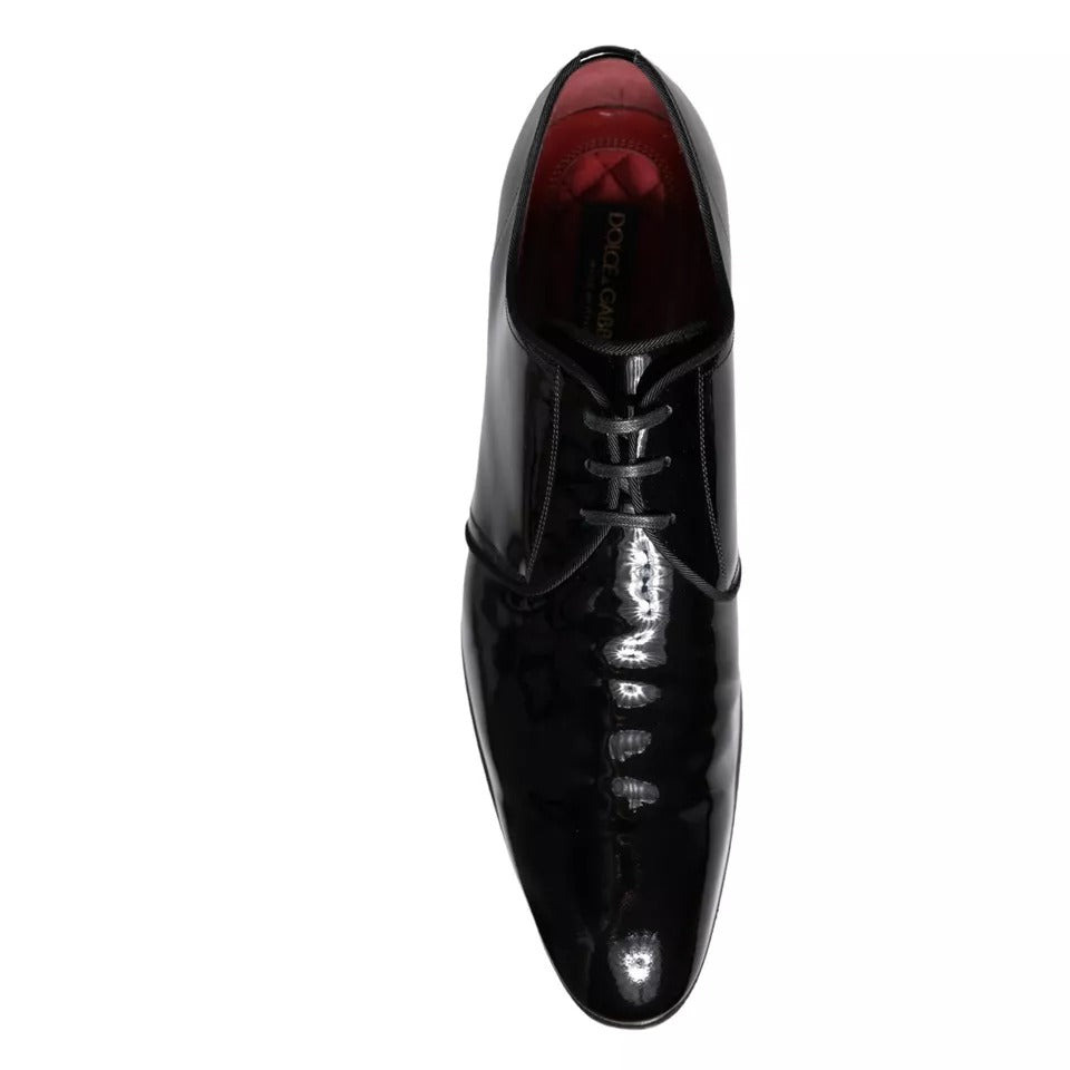 Dolce & Gabbana Black Patent Leather Derby Men Dress Shoes