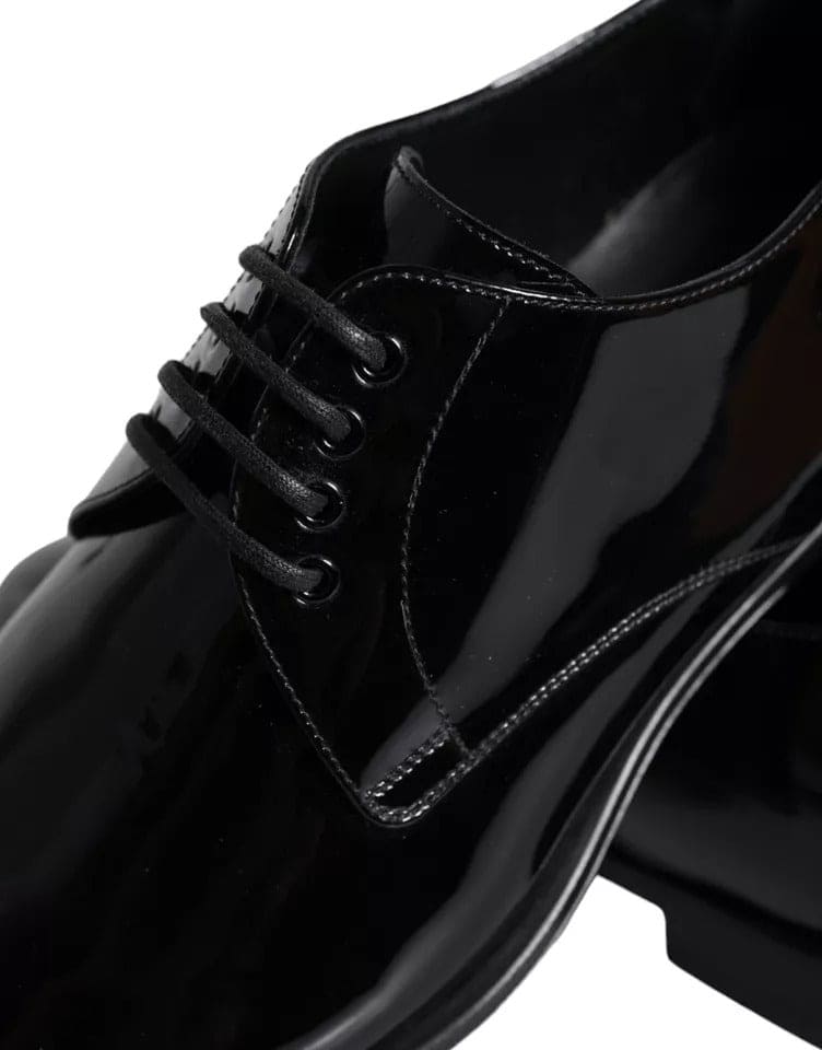 Dolce & Gabbana Black Patent Leather Derby Formal Dress Shoes