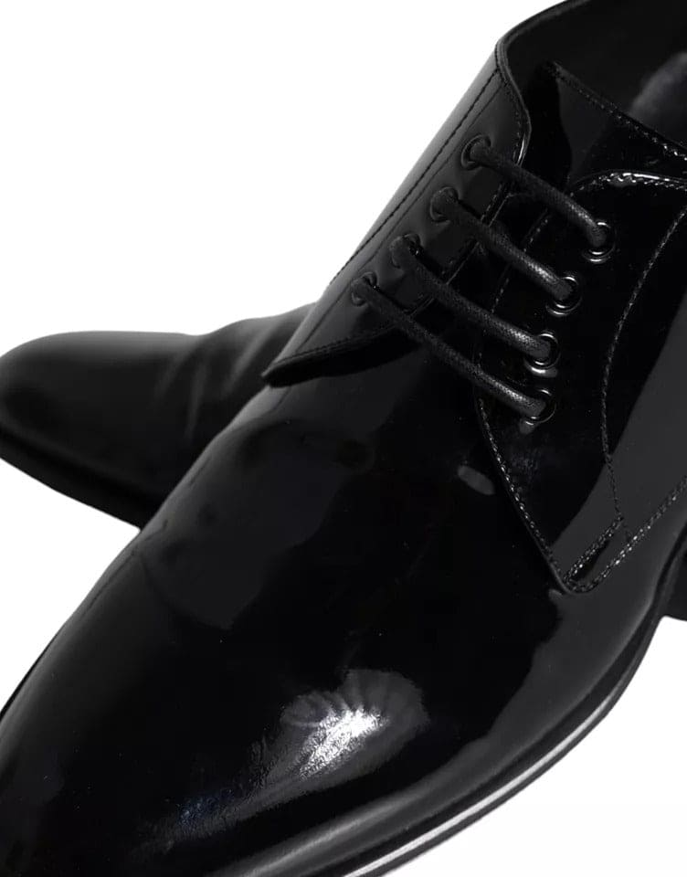 Dolce & Gabbana Black Calfskin Leather Derby Men Dress Shoes