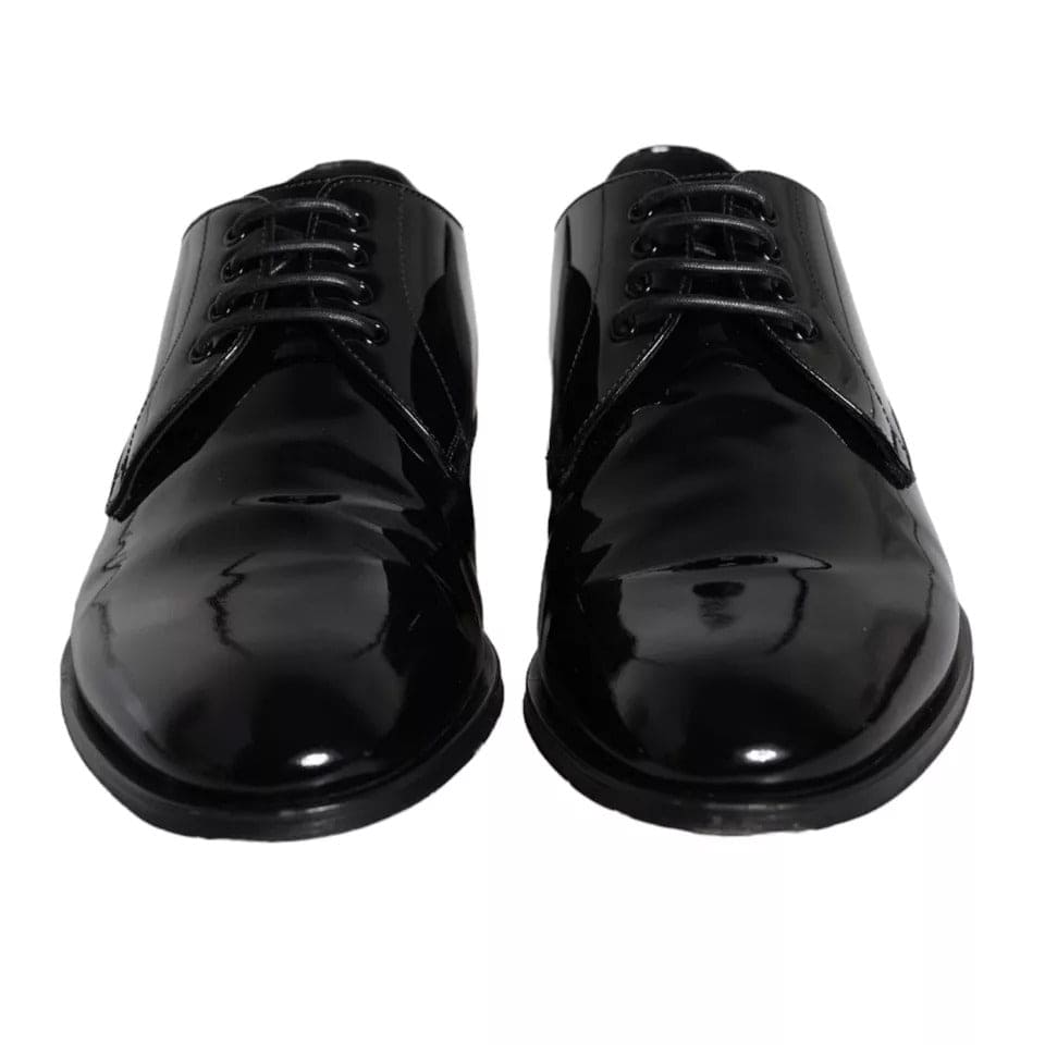 Dolce & Gabbana Black Calfskin Leather Derby Men Dress Shoes