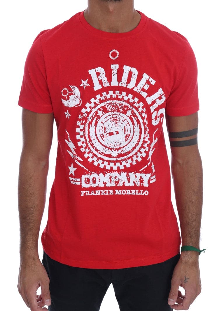 T-shirt ras du cou rouge chic « RIDERS » de Frankie Morello