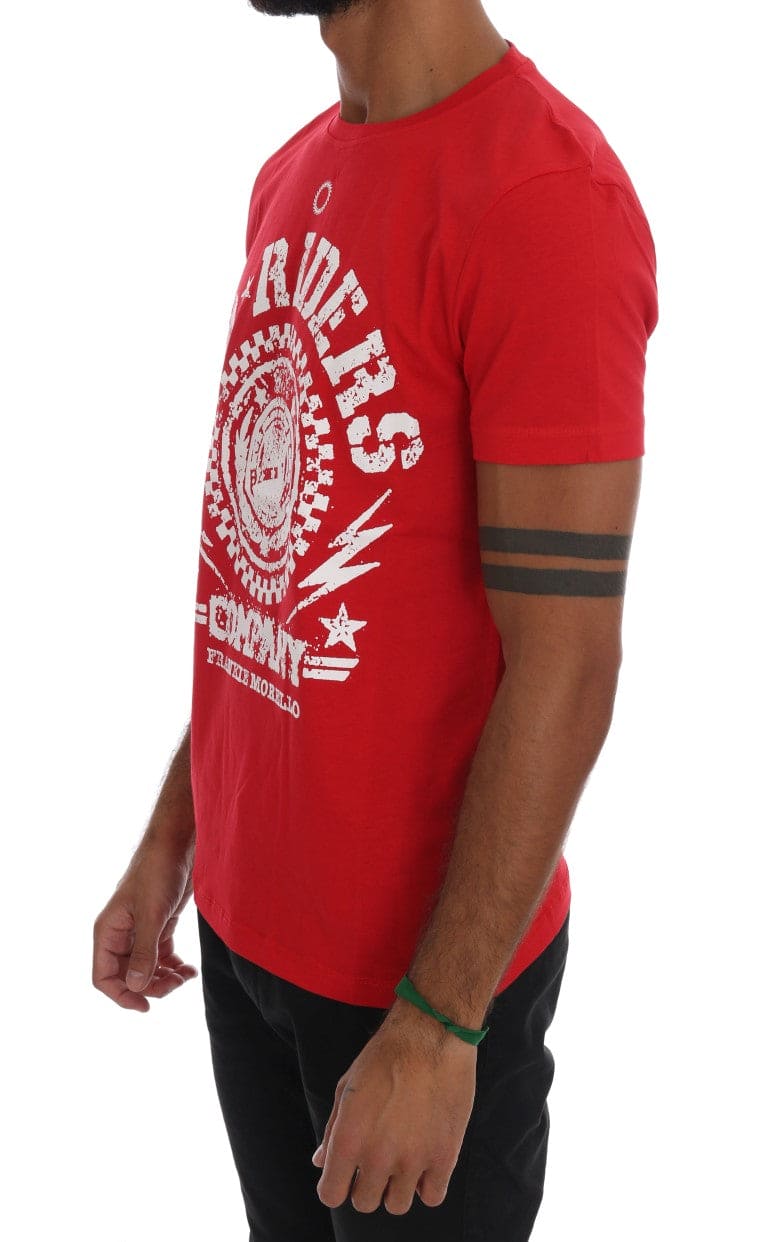 Camiseta de cuello redondo con el motivo 'RIDERS' en rojo chic de Frankie Morello