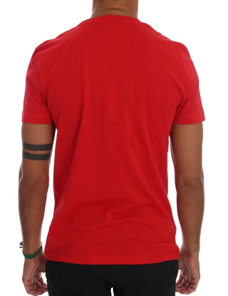 Camiseta de cuello redondo con el motivo 'RIDERS' en rojo chic de Frankie Morello