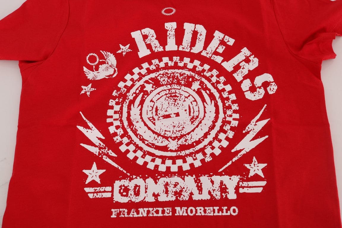 T-shirt ras du cou rouge chic « RIDERS » de Frankie Morello