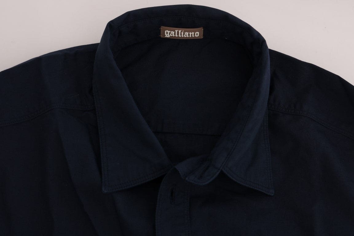 Chemise décontractée en coton bleu élégant de John Galliano