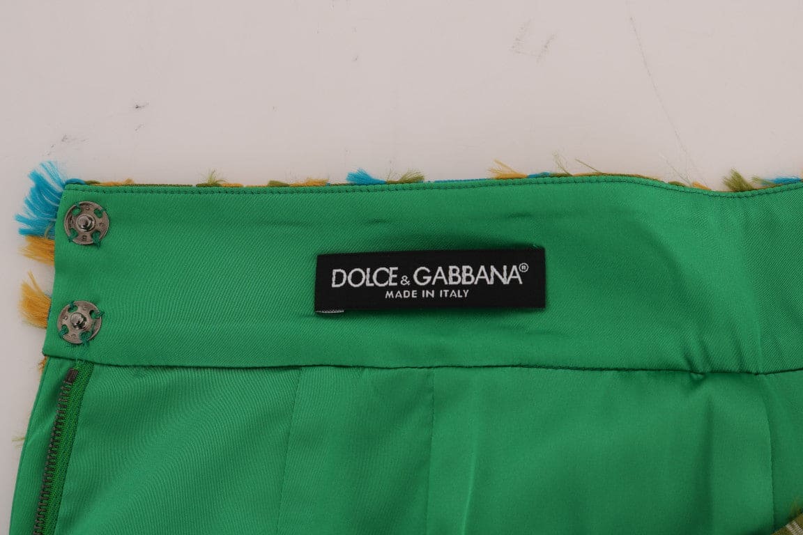 Jupe taille haute élégante en jacquard vert Dolce &amp; Gabbana