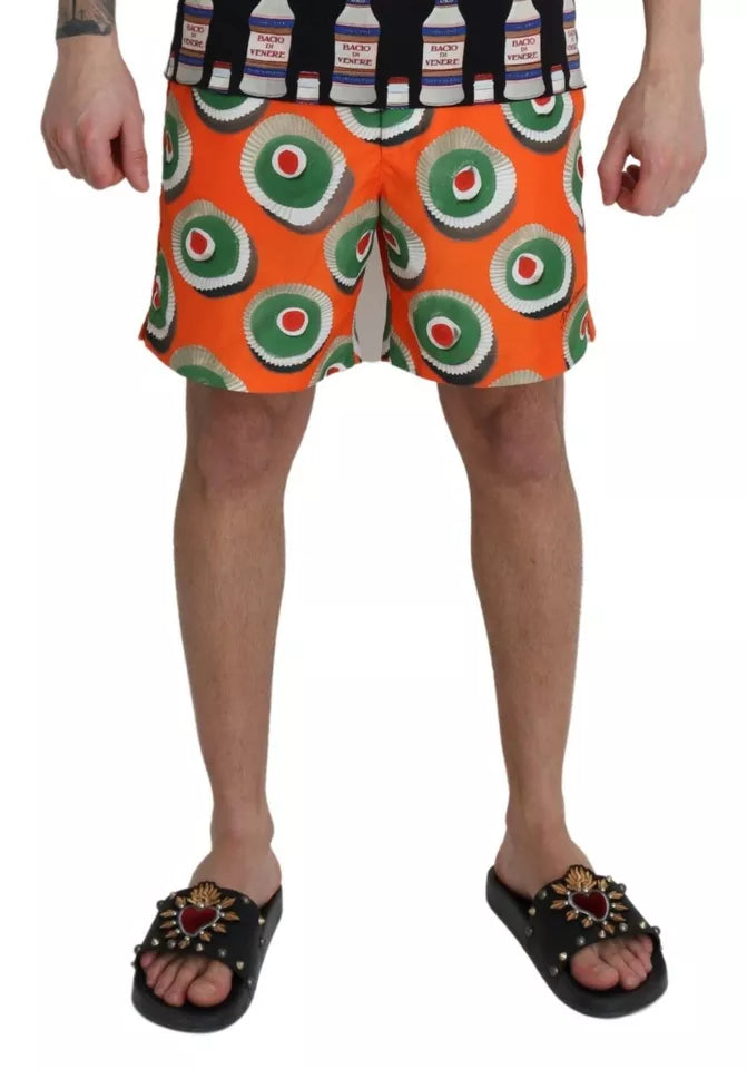 Dolce & Gabbana Orange Cupcake Beachwear Shorts Swimwear