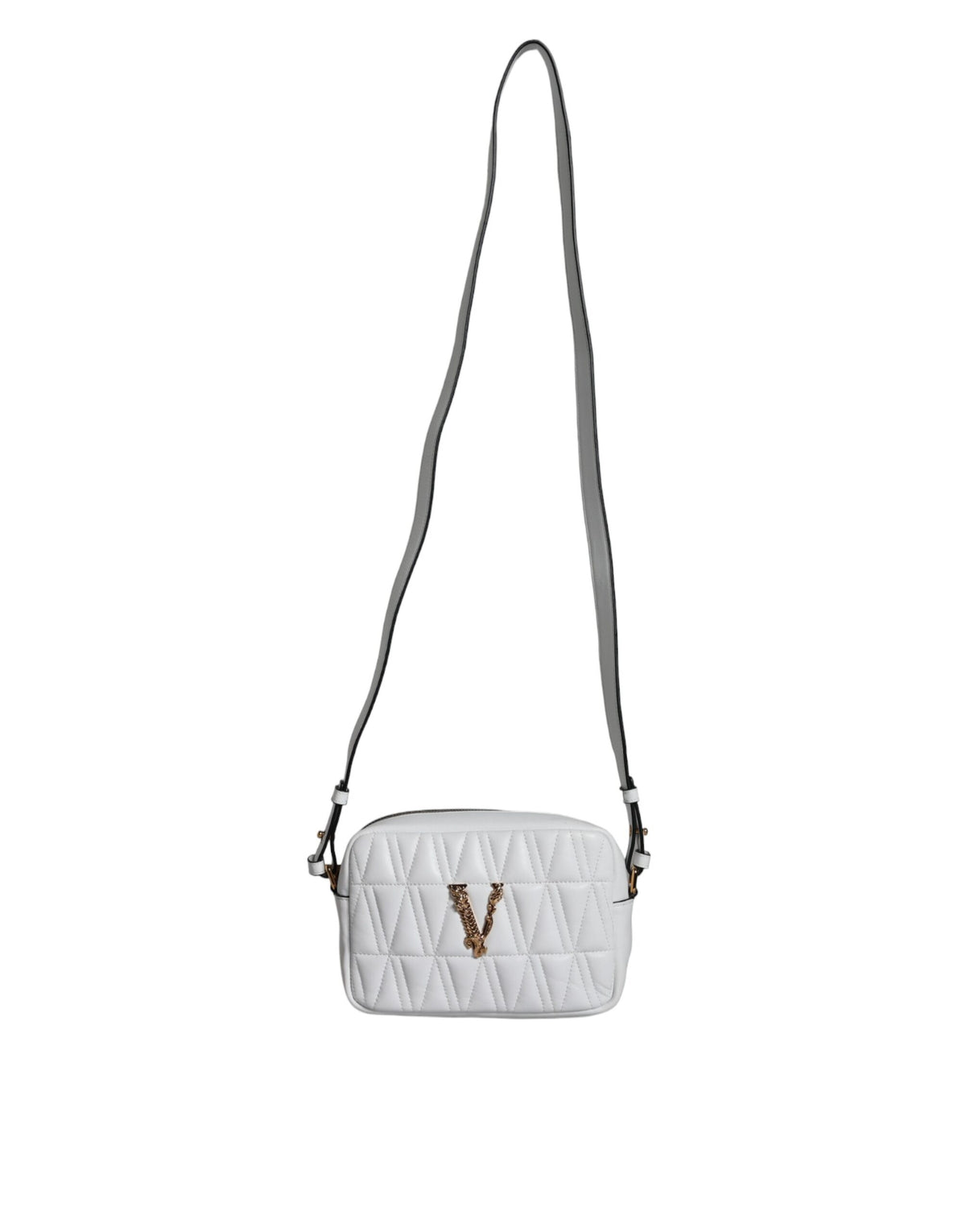 Versace White Quilted Nappa Leather Crossbody Shoulder Bag