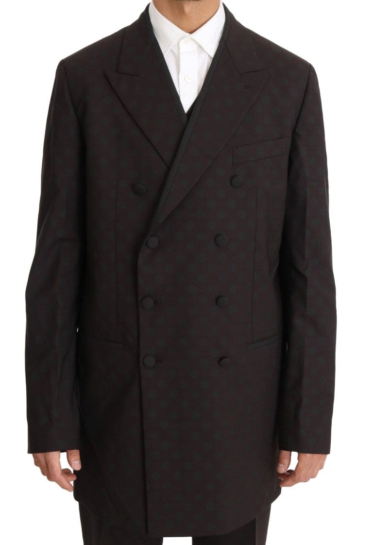 Dolce & Gabbana Elegant Bordeaux Polka Dot Wool Suit