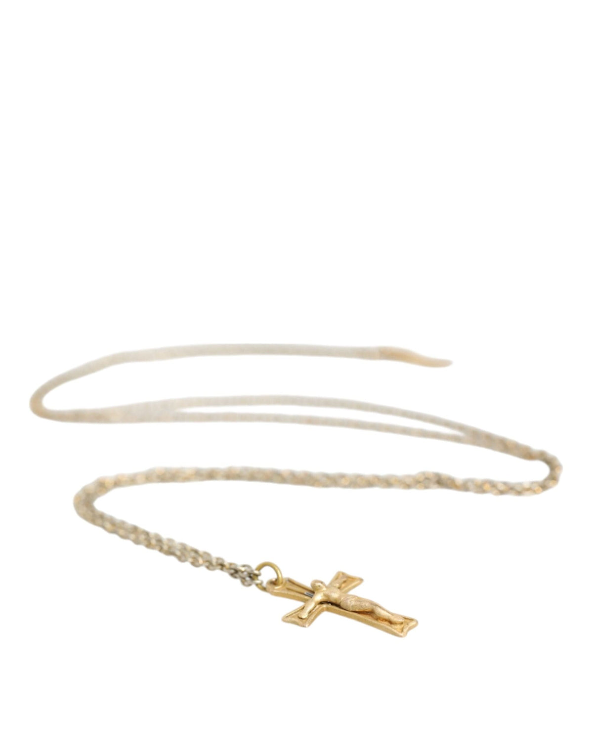 Dolce & Gabbana Gold Tone Brass Chain Cross Pendant Jewelry Necklace