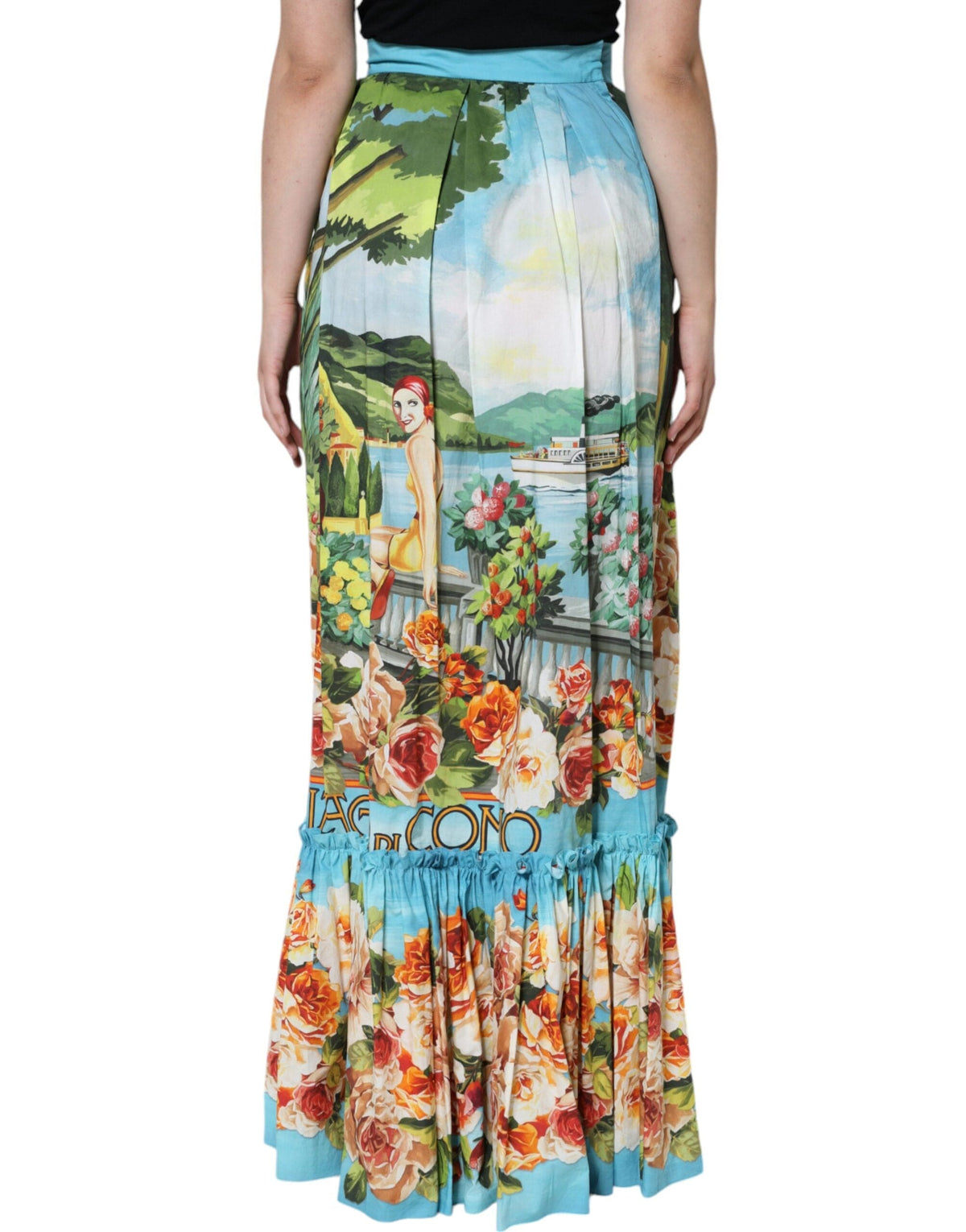 Dolce & Gabbana Multicolor Floral Cotton High Waist A-line Skirt