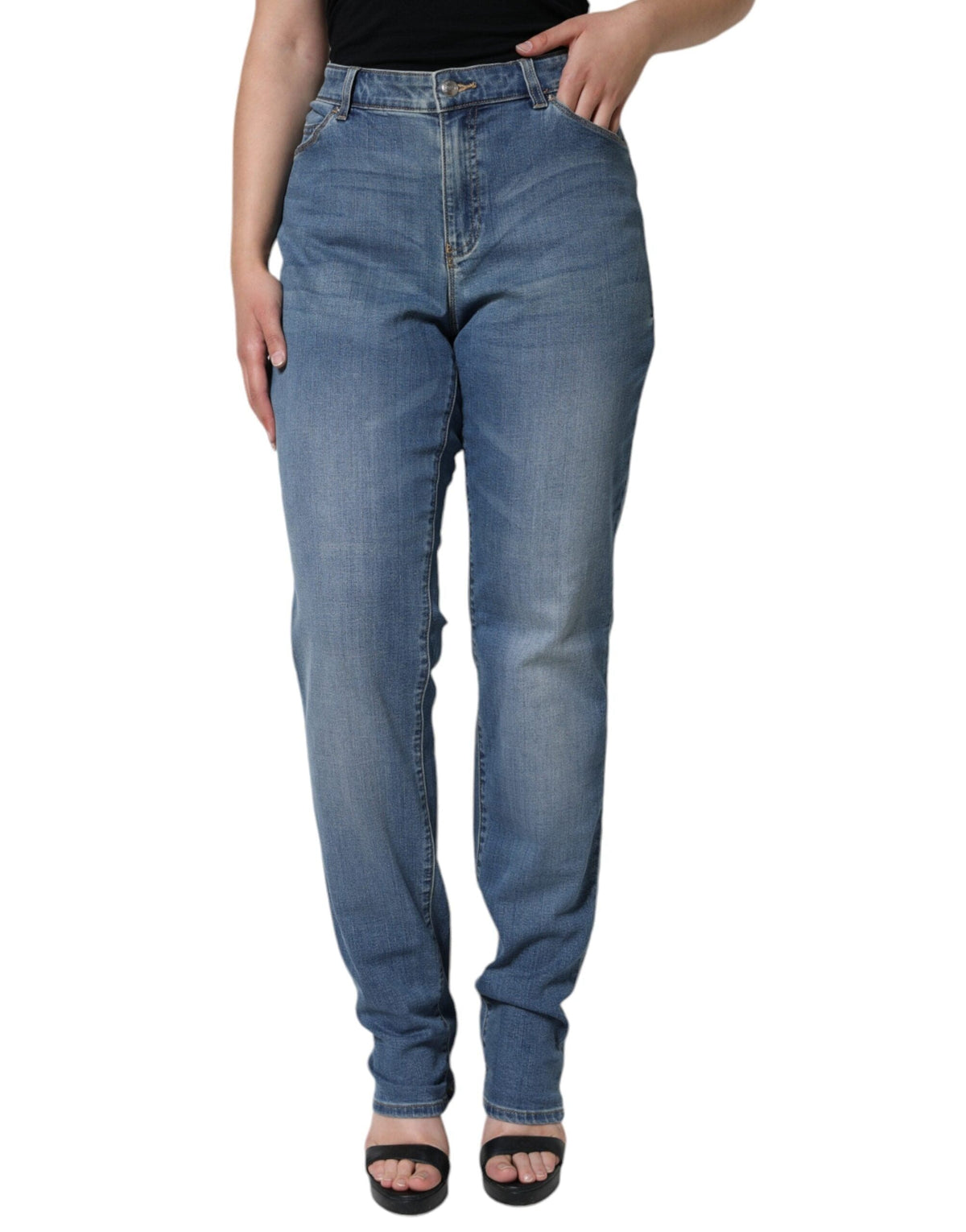 Emporio Armani Blue Washed High Waisted Skinny Women Denim Jeans