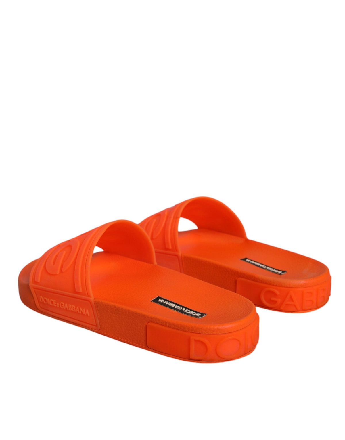 Dolce & Gabbana Orange Rubber Slides Sandals Beachwear Shoes