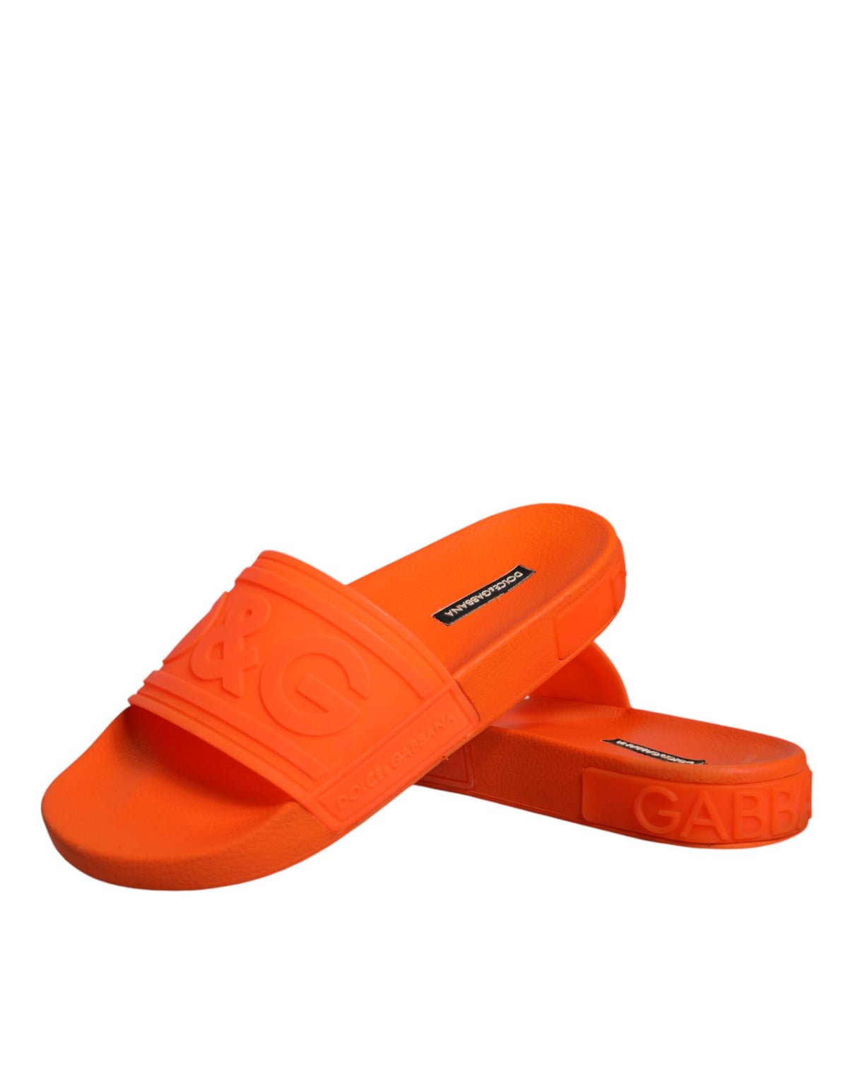 Dolce & Gabbana Orange Rubber Slides Sandals Beachwear Shoes