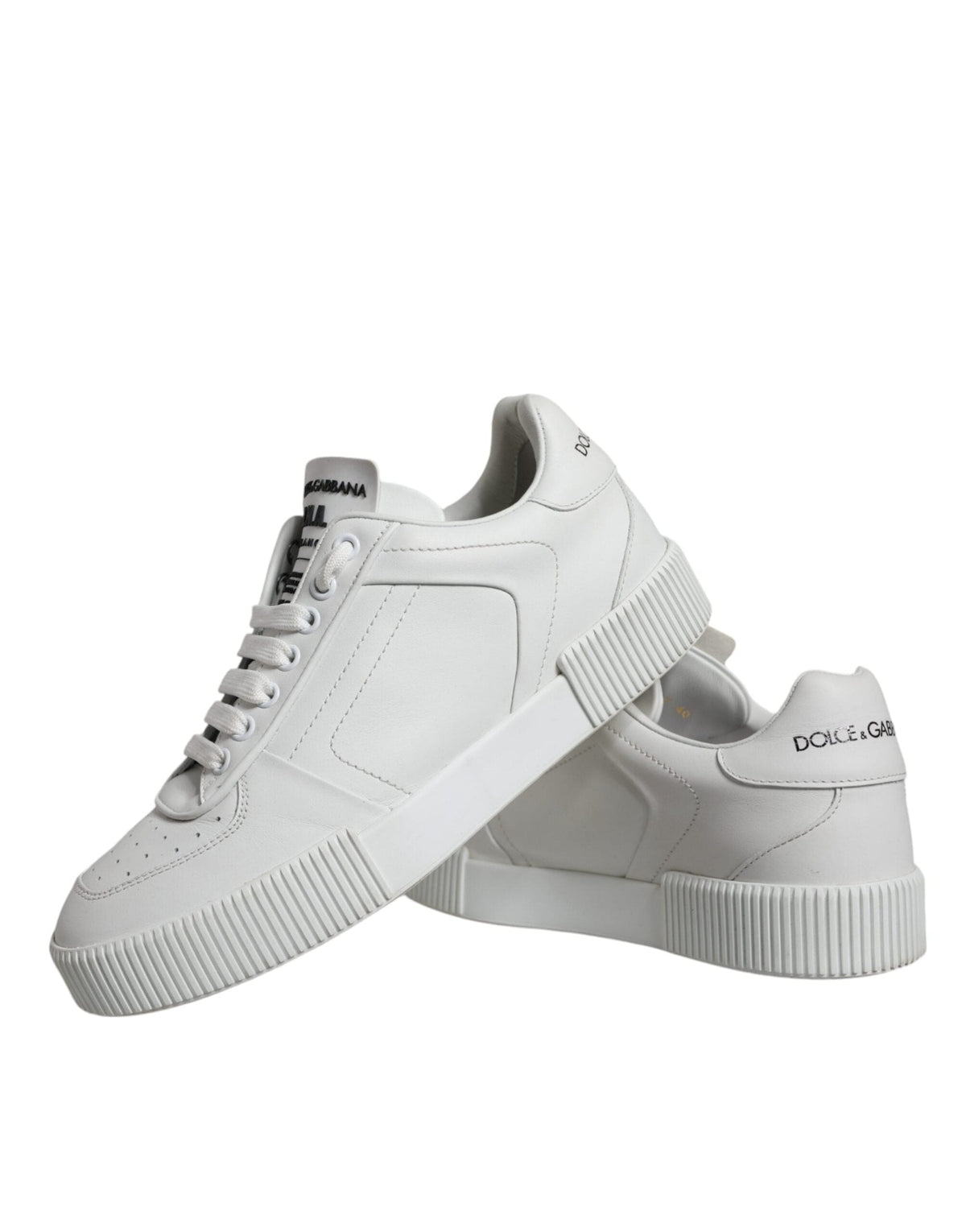 Dolce & Gabbana White Calfskin Leather Miami Low Top Sneakers Shoes