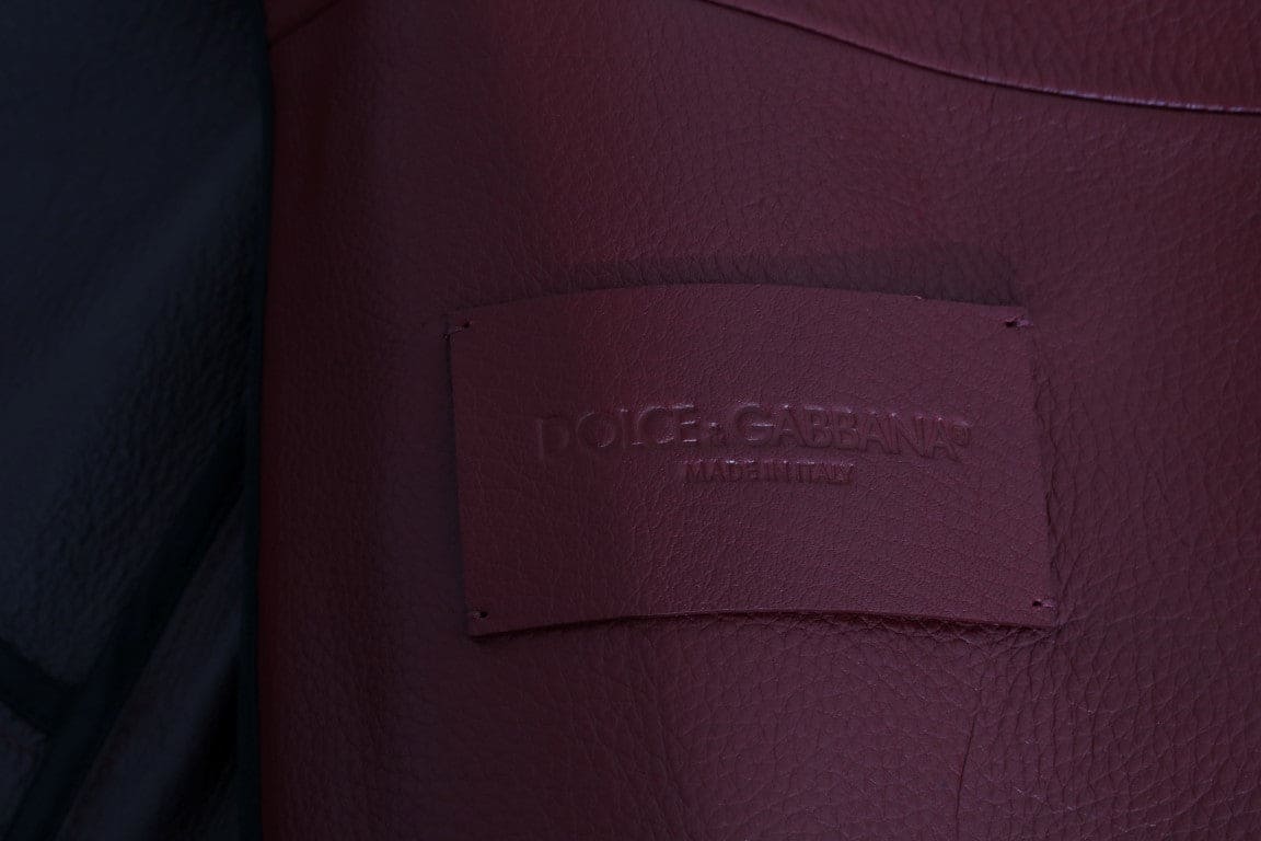 Veste de motard en cuir rouge éclatant Dolce &amp; Gabbana