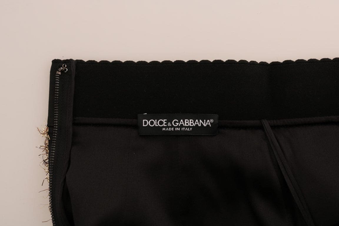 Jupe crayon taille haute à franges dorées élégante de Dolce &amp; Gabbana