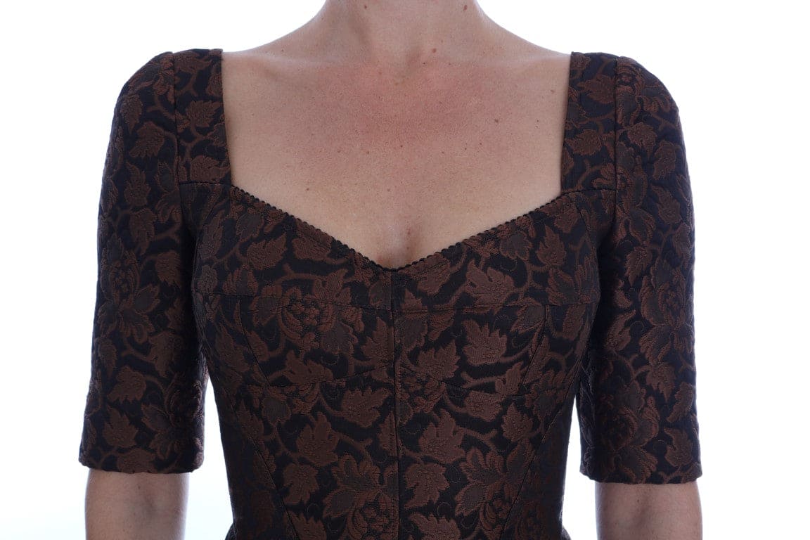 Robe courte en laine mélangée marron chic Dolce &amp; Gabbana