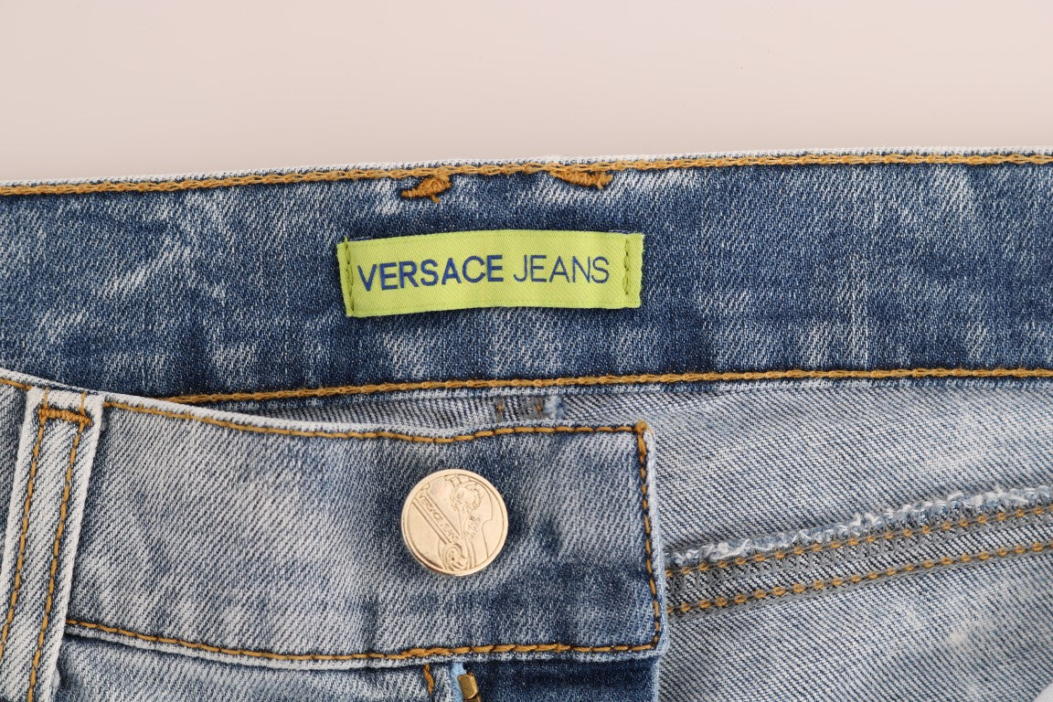 Jean slim déchiré bleu clair chic Versace Jeans