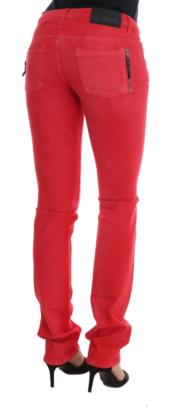 Costume National Radiant Red Super Slim Designer Jeans