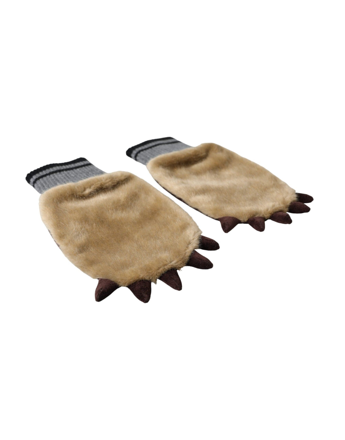 Gants mitaines en fourrure tricotée acrylique beige Dolce &amp; Gabbana