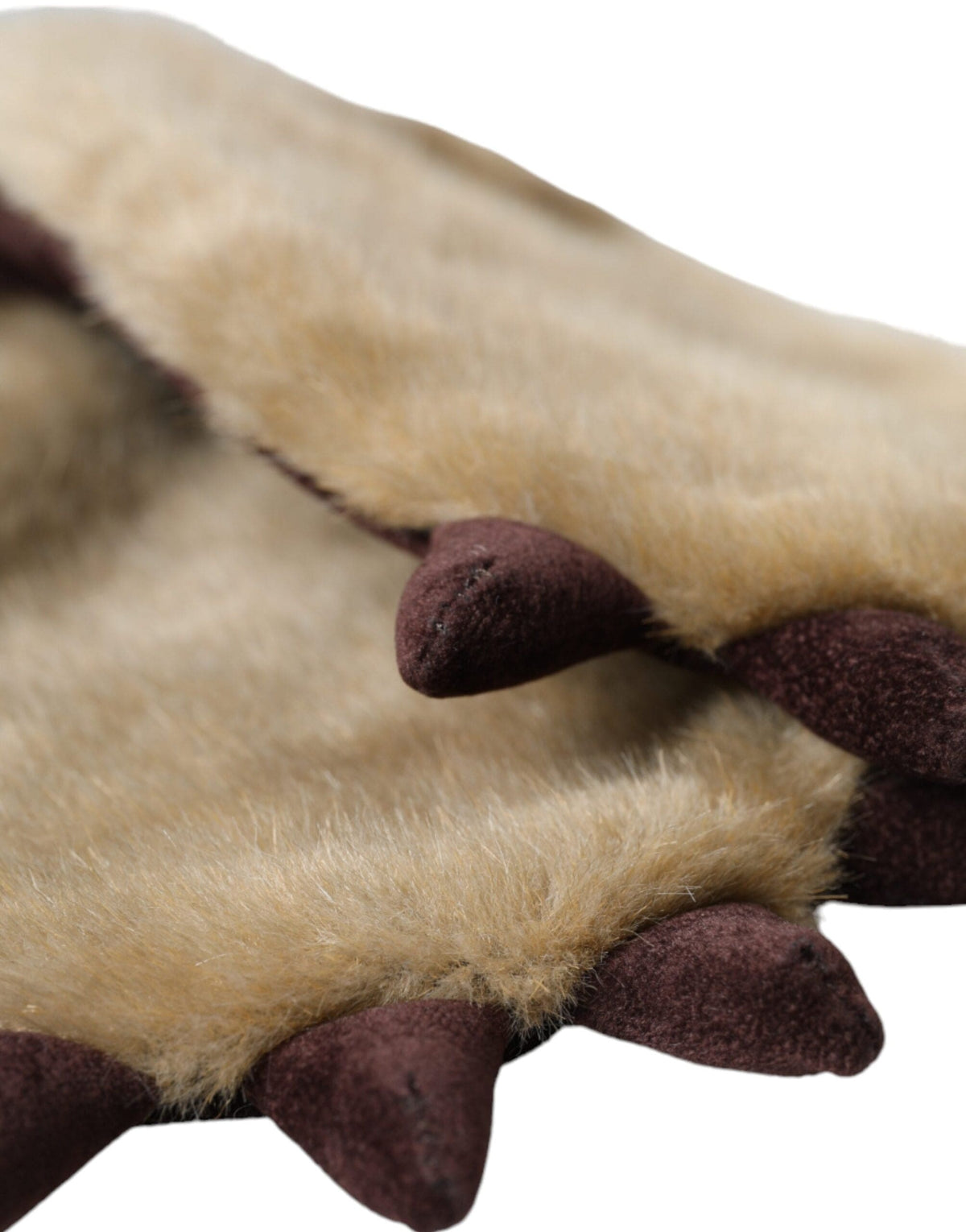 Gants mitaines en fourrure tricotée acrylique beige Dolce &amp; Gabbana