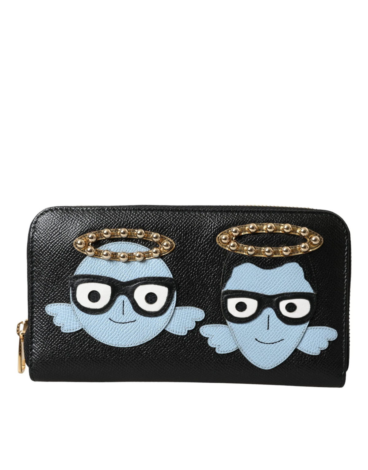 Cartera continental con cremallera para hombre de cuero azul y negro #DGFAMILY de Dolce &amp; Gabbana