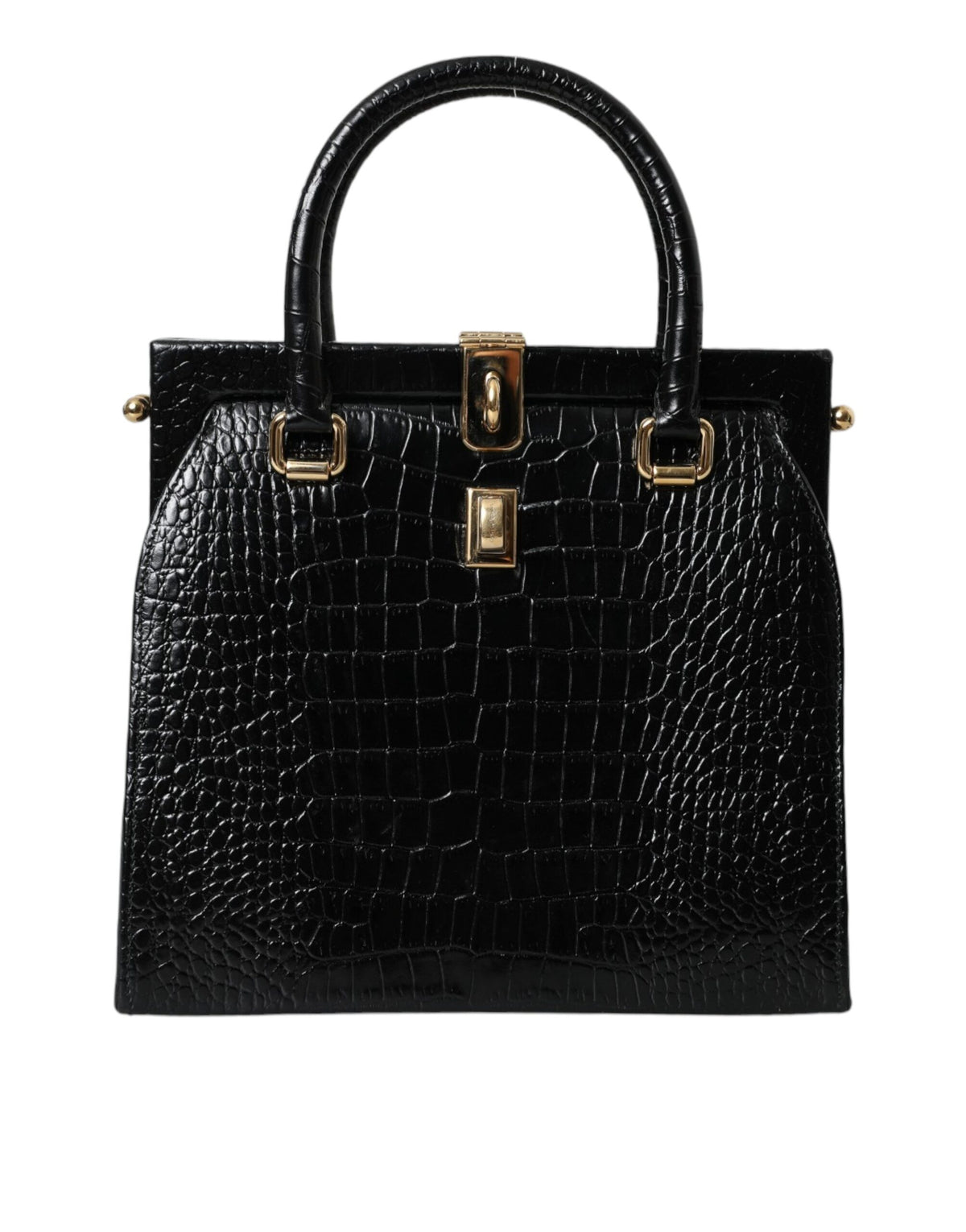 Sac fourre-tout à poignée supérieure en cuir exotique noir Dolce &amp; Gabbana pour femme